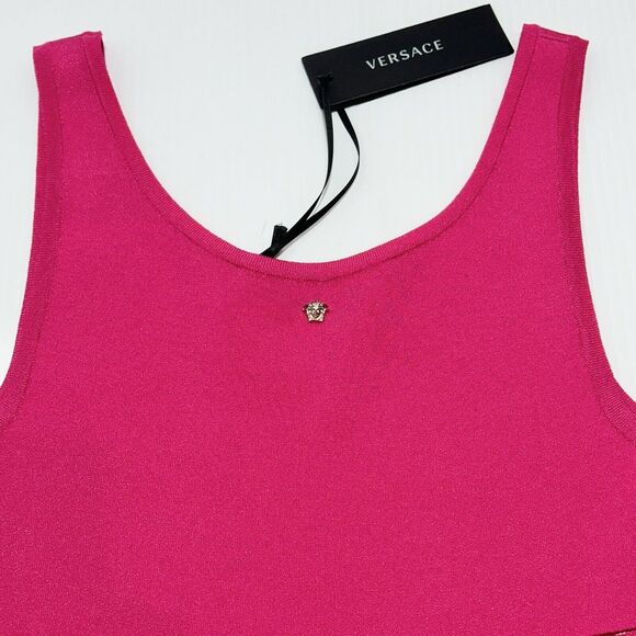 NWT$2,025 Versace Runway Cut Out Stretch Jersey Mini Dress Pink IT 40/ US 4 - Picture 9 of 16